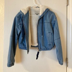Cropped Jean Jacket with Sherpa  inside